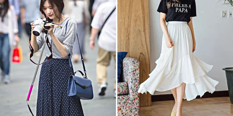 Cách Phối Đồ Với Chân Váy Xòe Dài Mùa Đông Đầy Phong Cách